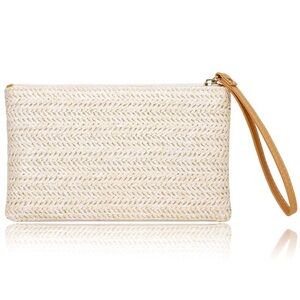 Chic Cream and White Clutch Wristlet